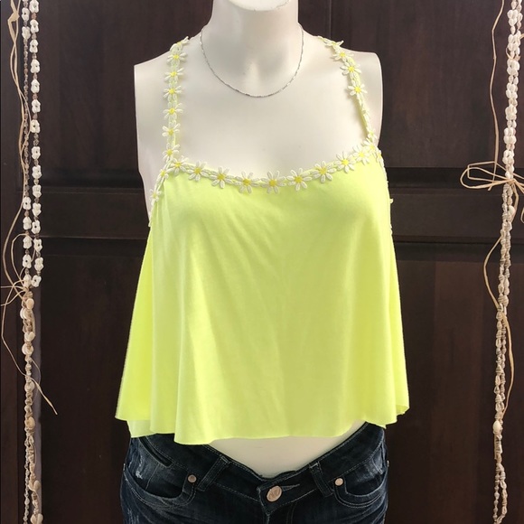 Cookies Hawaii Tops - COOKIES HAWAII Neon Yellow Daisy Tank Racerback S